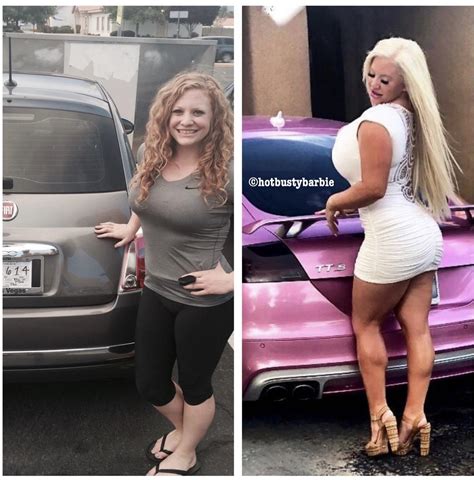 bimbo with fake tits|Before and after. : r/bimbofication .